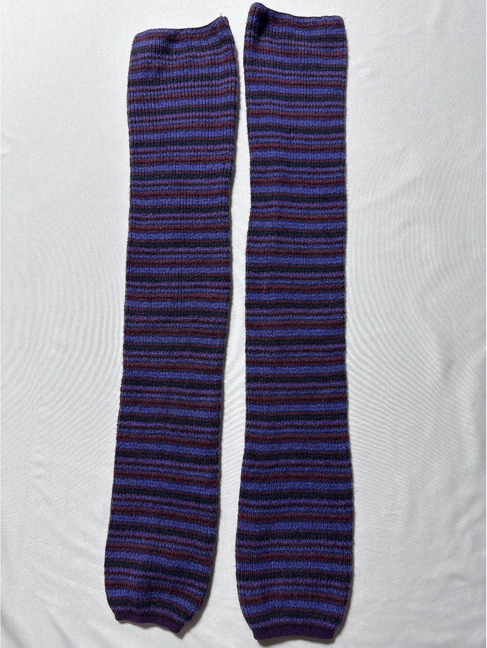 Harmonie One Size Striped Knit Leg Warmers in Purple & Blue Vibes